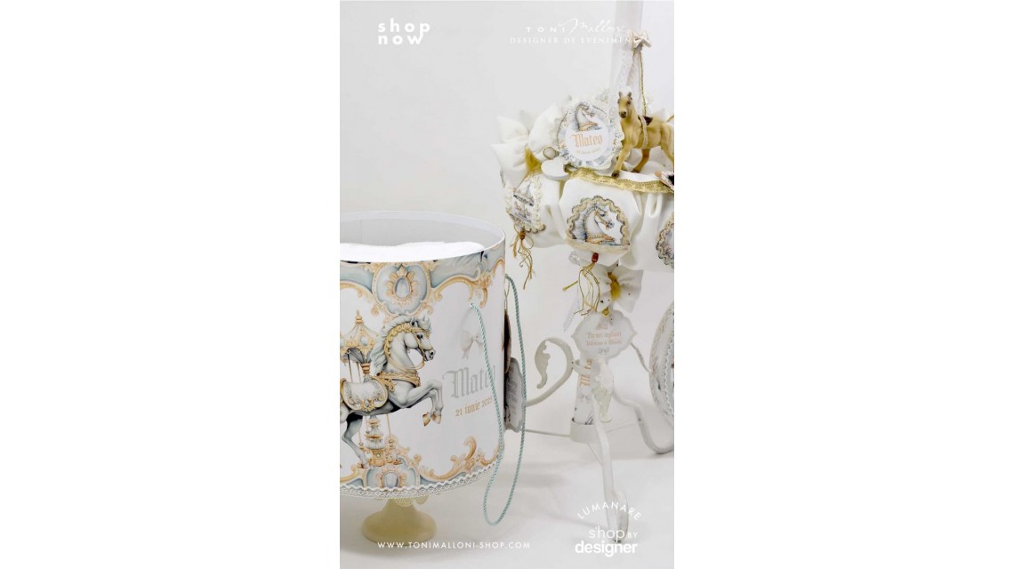 Lumanare de botez cu cai si un super carusel vintage Green Carousel 3